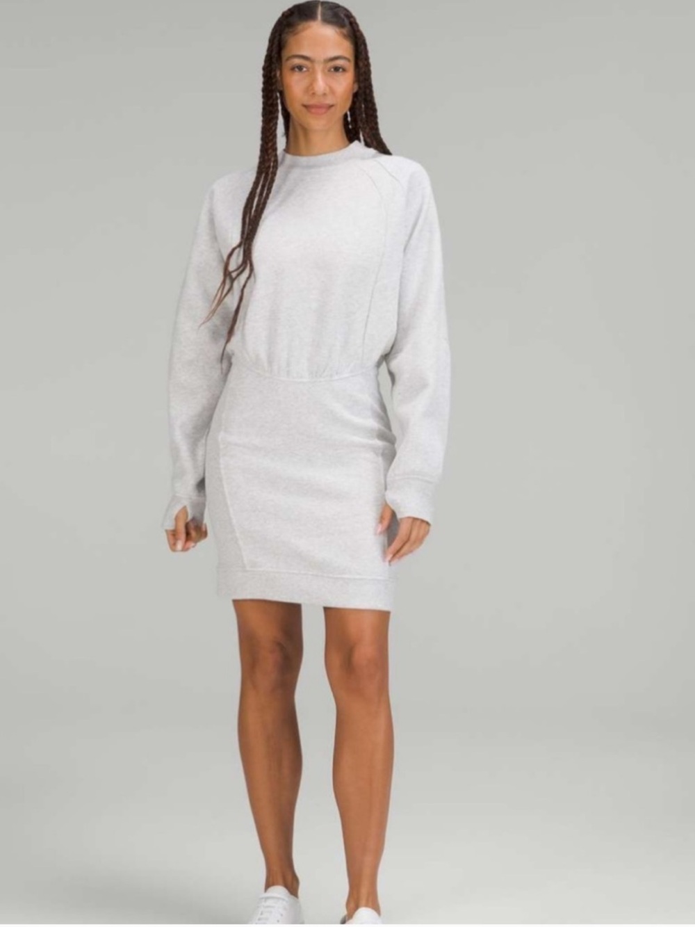lululemon athletica Light Gray Sweatshirt Mini Dress